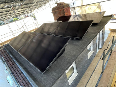 Multiple solar panels on residential roof
